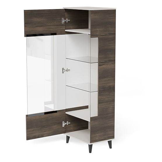 RANDOM 2-in-1 Vitrine Kaschmir / Nussbaum / Schwarz