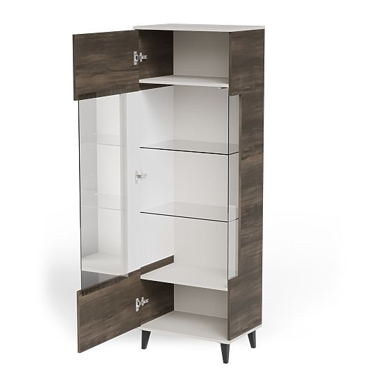 RANDOM 2-in-1 Vitrine Kaschmir / Nussbaum / Schwarz