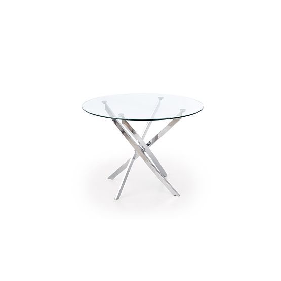 RAYMOND Tisch, Platte - transparent, Beine - Chrom