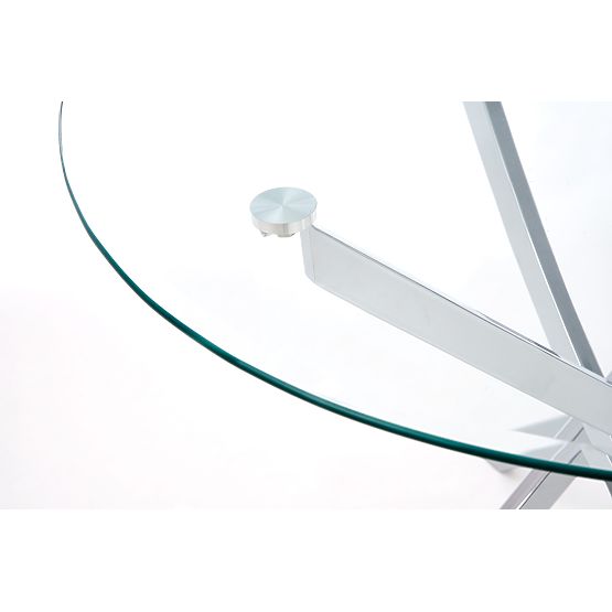 RAYMOND Tisch, Platte - transparent, Beine - Chrom