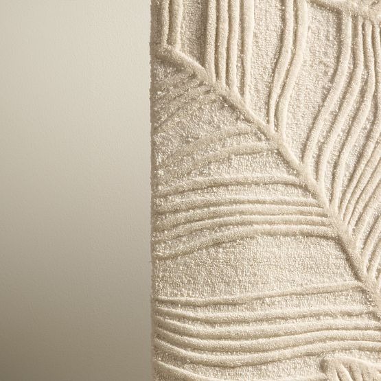 Rechteckiger Teppich Mona, getuftet, Wolle, cremefarben, Blätter, Teppichgröße: 190x290