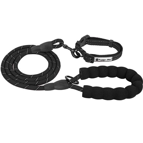 Reflektierende Hundeleine und Halsband PJ-091 schwarz
