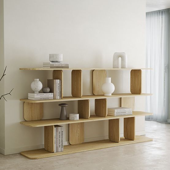 Regal Tulumo 200 cm, abgerundet, Eiche Cremona Torro