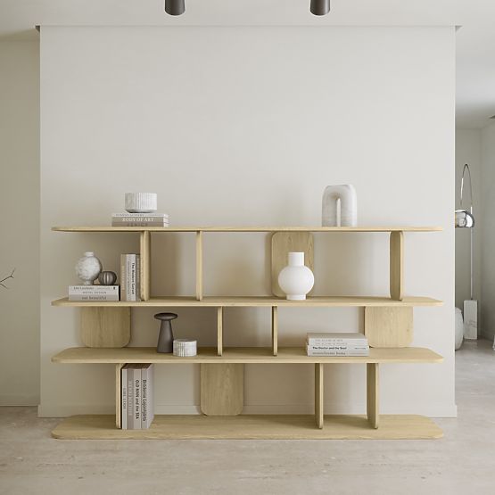 Regal Tulumo 200 cm, abgerundet, Eiche Cremona Torro