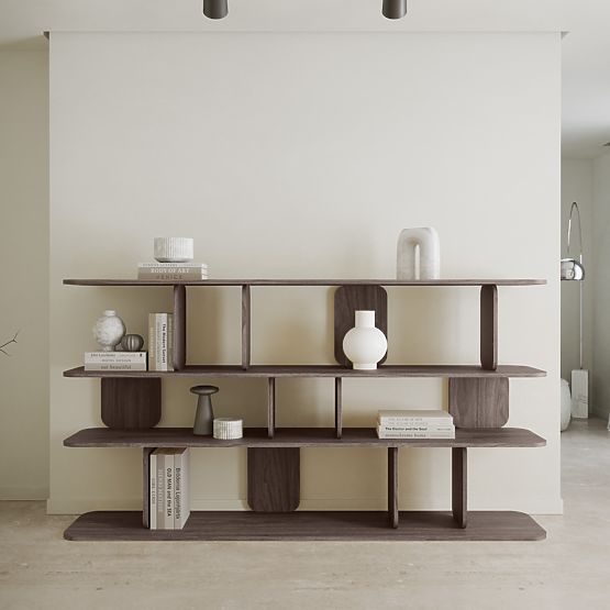 Regal Tulumo 200 cm, abgerundet, Walnuss Villa