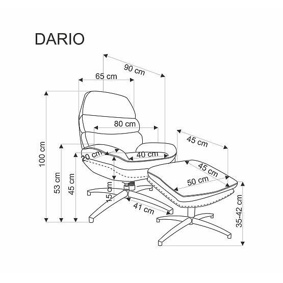 Relaxsessel DARIO mit Fußhocker und Schaukel-Funktion, grau (1p=1Stk)