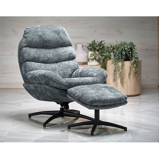 Relaxsessel DARIO mit Fußhocker und Schaukelmechanismus, blau (1p=1Stk)