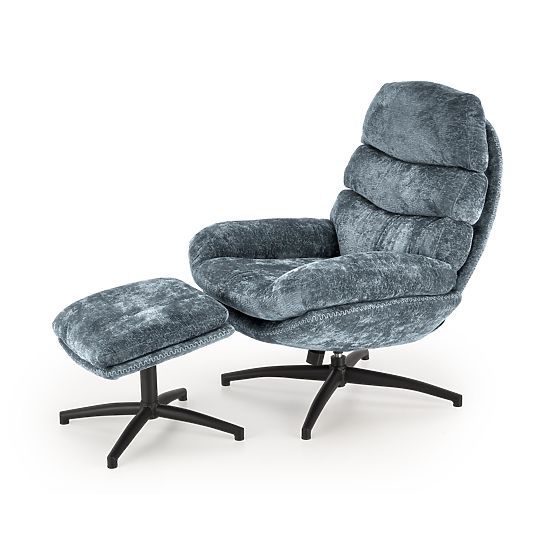 Relaxsessel DARIO mit Fußhocker und Schaukelmechanismus, blau (1p=1Stk)