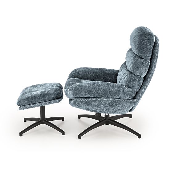 Relaxsessel DARIO mit Fußhocker und Schaukelmechanismus, blau (1p=1Stk)