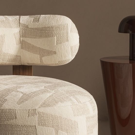 Relaxsessel Dolce, abgerundete Formen, beige/creme, Nussbaum