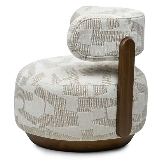 Relaxsessel Dolce, abgerundete Formen, beige/creme, Nussbaum
