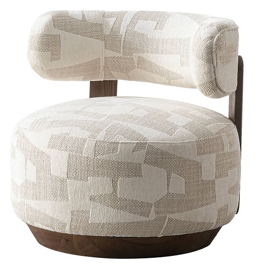 Relaxsessel Dolce, abgerundete Formen, beige/creme, Nussbaum