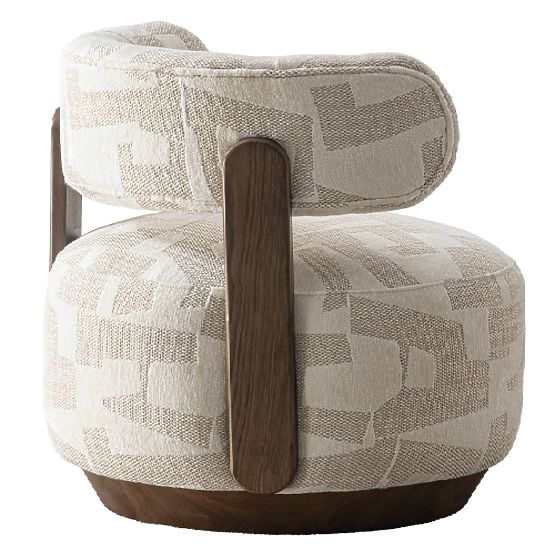 Relaxsessel Dolce, abgerundete Formen, beige/creme, Nussbaum