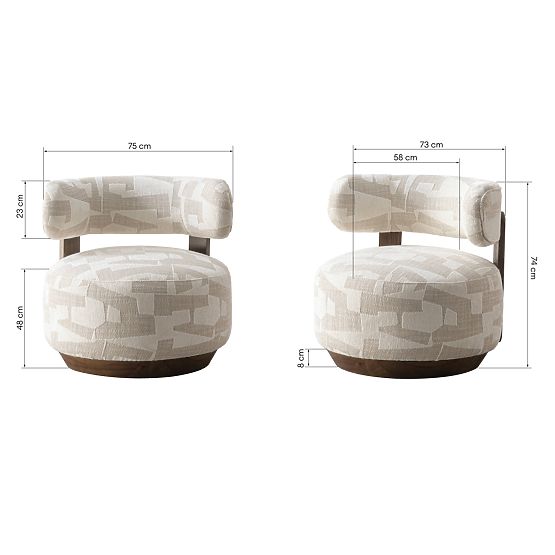 Relaxsessel Dolce, abgerundete Formen, beige/creme, Nussbaum