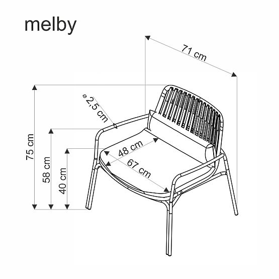 Relaxsessel MELBY, Gestell - weiß, Polsterung - grau (2p=6 Stück)