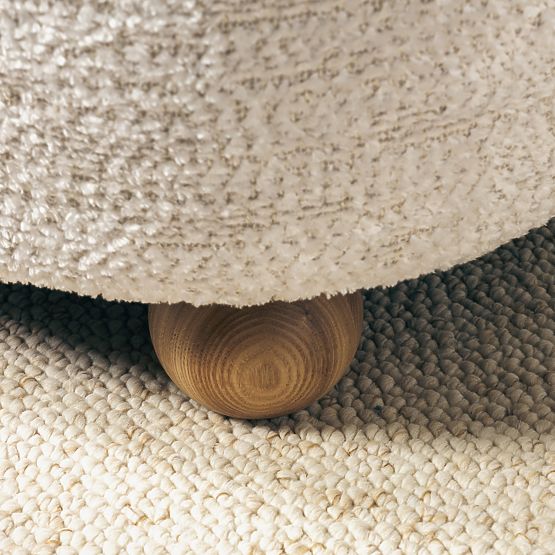 Relaxsessel Monroe beige/natur, runde Formen, Kugelbeine