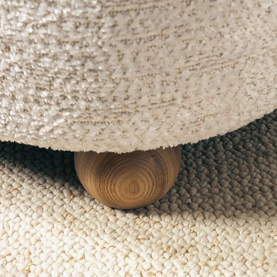 Relaxsessel Monroe beige/natur, runde Formen, Kugelbeine