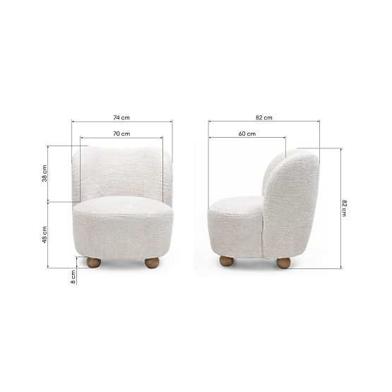 Relaxsessel Monroe beige/natur, runde Formen, Kugelbeine