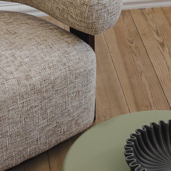 Relaxstuhl Maribel beige-grau/walnuss, runde Form