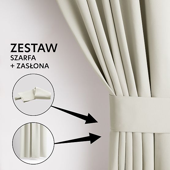 RESTILO BLACKOUT-Vorhang in Cremefarbe, klassischer Stil, silberne Ösen, Material bl