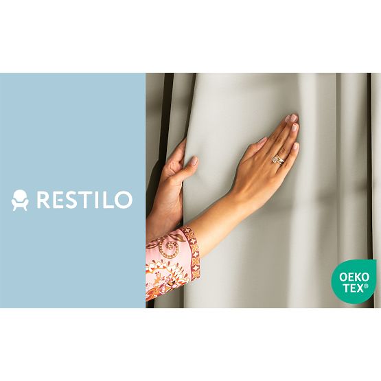 RESTILO BLACKOUT-Vorhang in Cremefarbe, klassischer Stil, silberne Ösen, Material bl