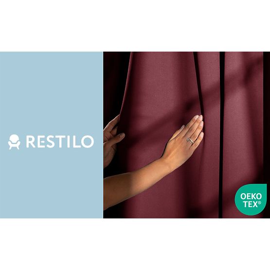 RESTILO BLACKOUT Vorhang rot, Bindeschärpe, klassischer Stil, silberne Ösen, Material b