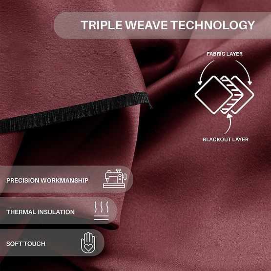 RESTILO BLACKOUT Vorhang rot, Bindeschärpe, klassischer Stil, silberne Ösen, Material b