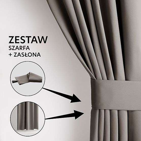 RESTILO Vorhang BLACKOUT Farbe Beige, Halterungsschärpe, klassischer Stil, Band, Material Blackout 1