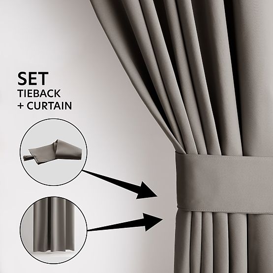 RESTILO Vorhang BLACKOUT Farbe Beige, Halterungsschärpe, klassischer Stil, Band, Material Blackout 1