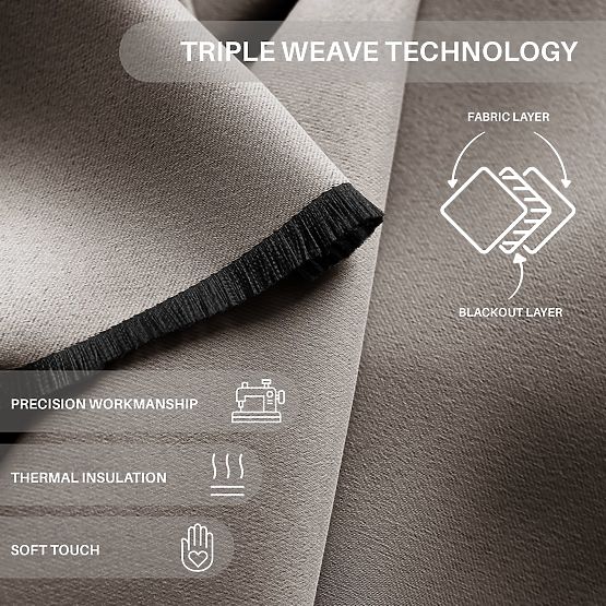 RESTILO Vorhang BLACKOUT Farbe Beige, Halterungsschärpe, klassischer Stil, Band, Material Blackout 1