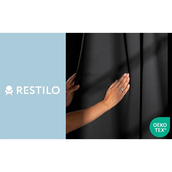 RESTILO Vorhang BLACKOUT Farbe Schwarz Schärpe klassischer Stil Band Material Blackout 140x245