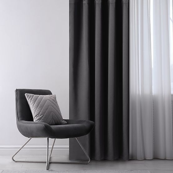 RESTILO Vorhang BLACKOUT Farbe Schwarz Schärpe klassischer Stil Band Material Blackout 140x245