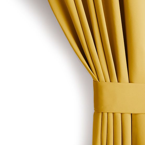 RESTILO Vorhang BLACKOUT Farbe Senf, klassischer Stil, silberne Ösen, Material