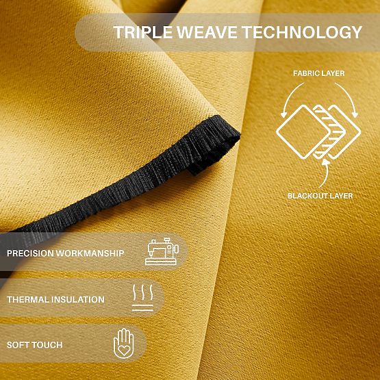 RESTILO Vorhang BLACKOUT Farbe Senf, klassischer Stil, silberne Ösen, Material