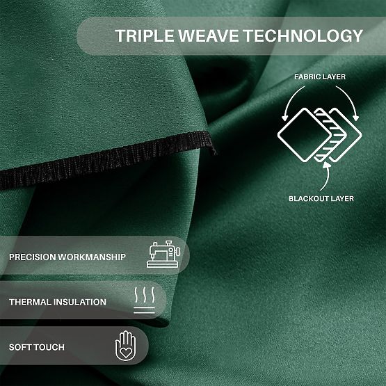 RESTILO Vorhang BLACKOUT in Flaschengrün, klassischer Stil, Multifunktionsband, Material Black