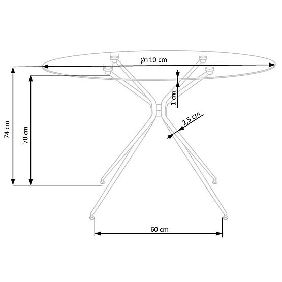 RONDO Tisch, Platte - transparent, Beine - gold