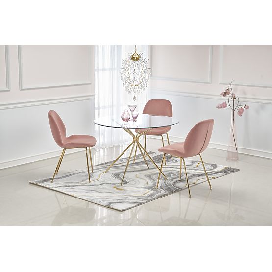 RONDO Tisch, Platte - transparent, Beine - gold