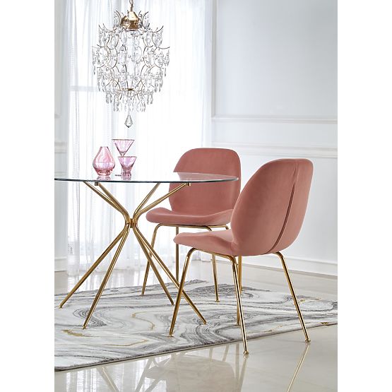 RONDO Tisch, Platte - transparent, Beine - gold
