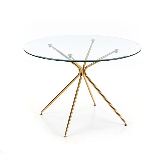 RONDO Tisch, Platte - transparent, Beine - gold