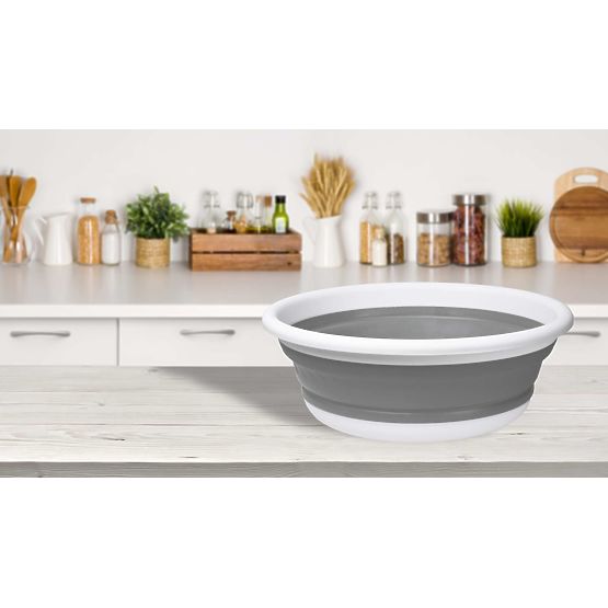 Runde Schüssel 37 cm weiß-grau ELBA COMPACT 9 Liter