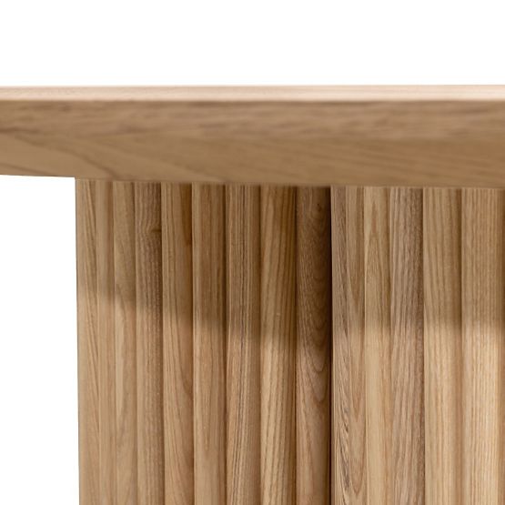 Runder Couchtisch Vesby 100 cm, Natur Eiche, Esche, Lamellen