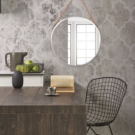 RUNDER SILBERNER SPIEGEL AM SEIL 40CM KLMH-0410S-1