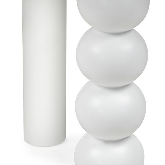 Runder Tisch Bolla 100 cm, Buchenfurnier, weiß, dekoratives Bein mit Kugeln