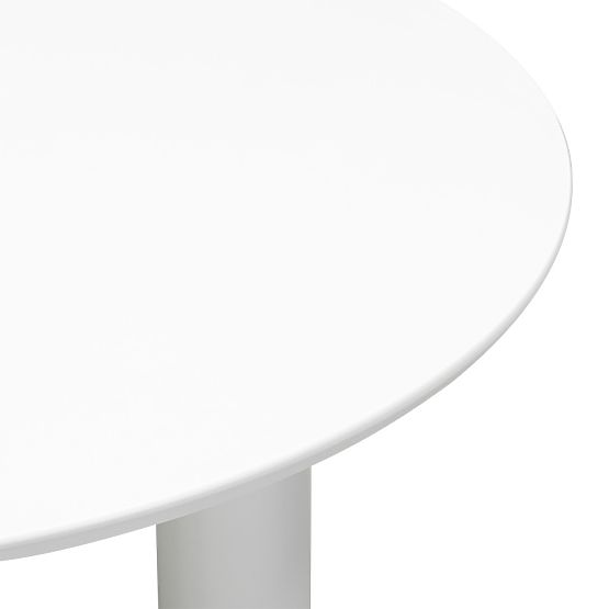 Runder Tisch Bolla 100 cm, Buchenfurnier, weiß, dekoratives Bein mit Kugeln