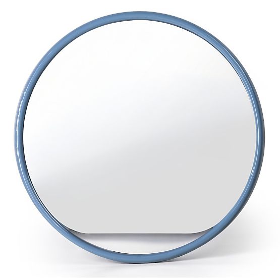 Rundes Hängespiegel Zelia, gedämpftes Blau, glänzend