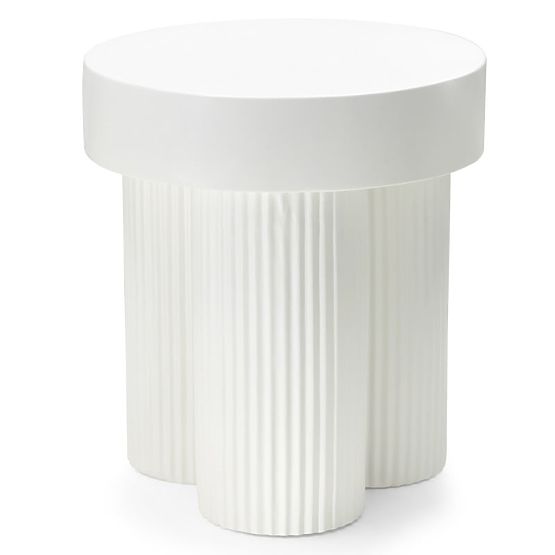 Salerno Couchtisch 45 cm, rund, weiß, mit Rillen