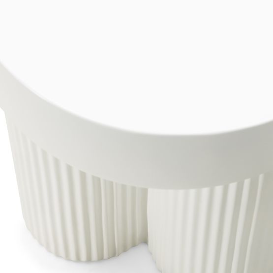 Salerno Couchtisch 45 cm, rund, weiß, mit Rillen