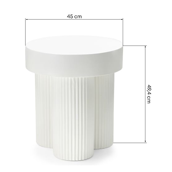 Salerno Couchtisch 45 cm, rund, weiß, mit Rillen