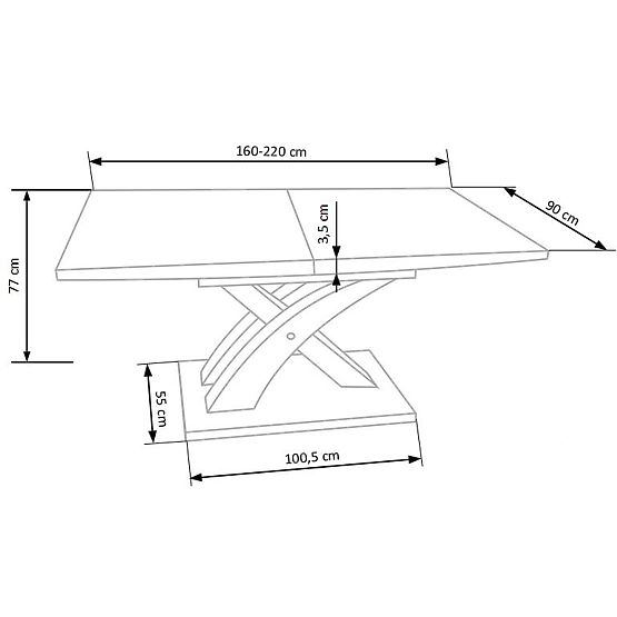 SANDOR ausziehbarer Tisch weiß lackiert (3p=1Stk)