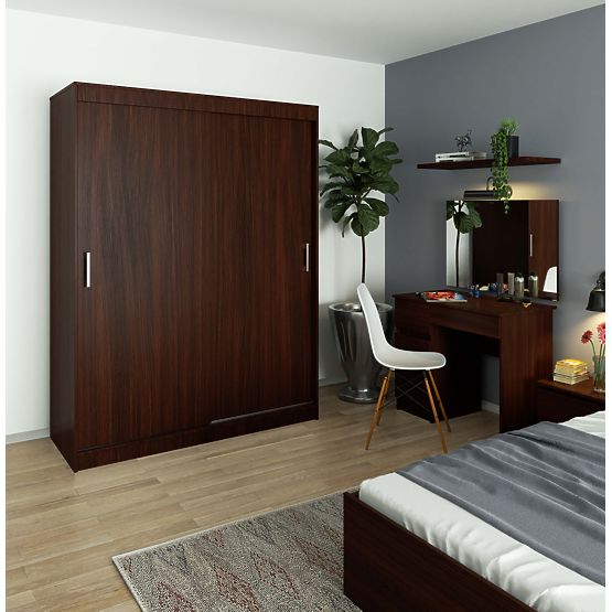 SCHIEBETÜR-SCHRANK 150 cm CLP MONO WENGE